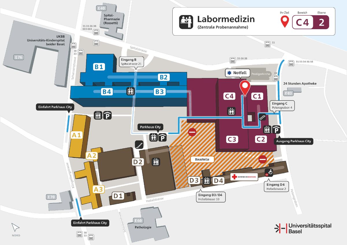 Lageplan der Labormedizin am USB