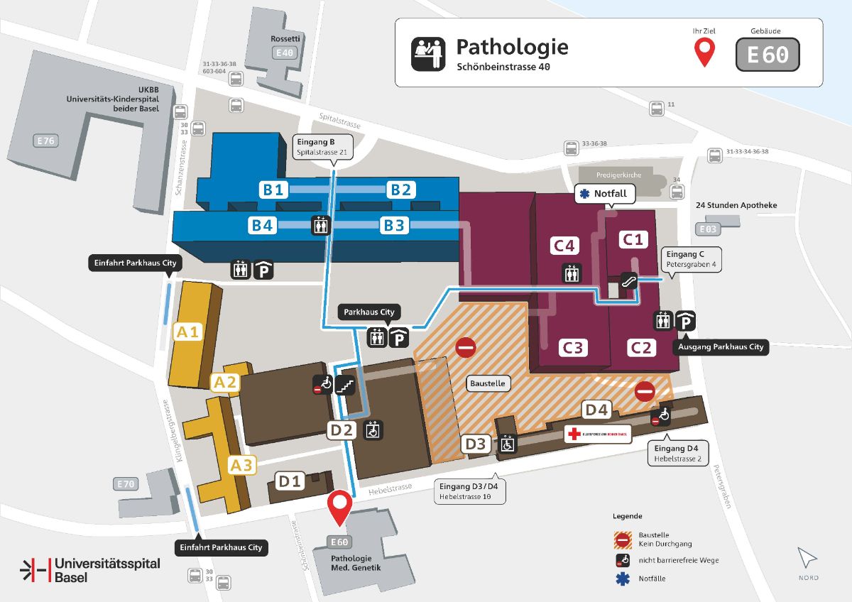 Lageplan der Pathologie am USB