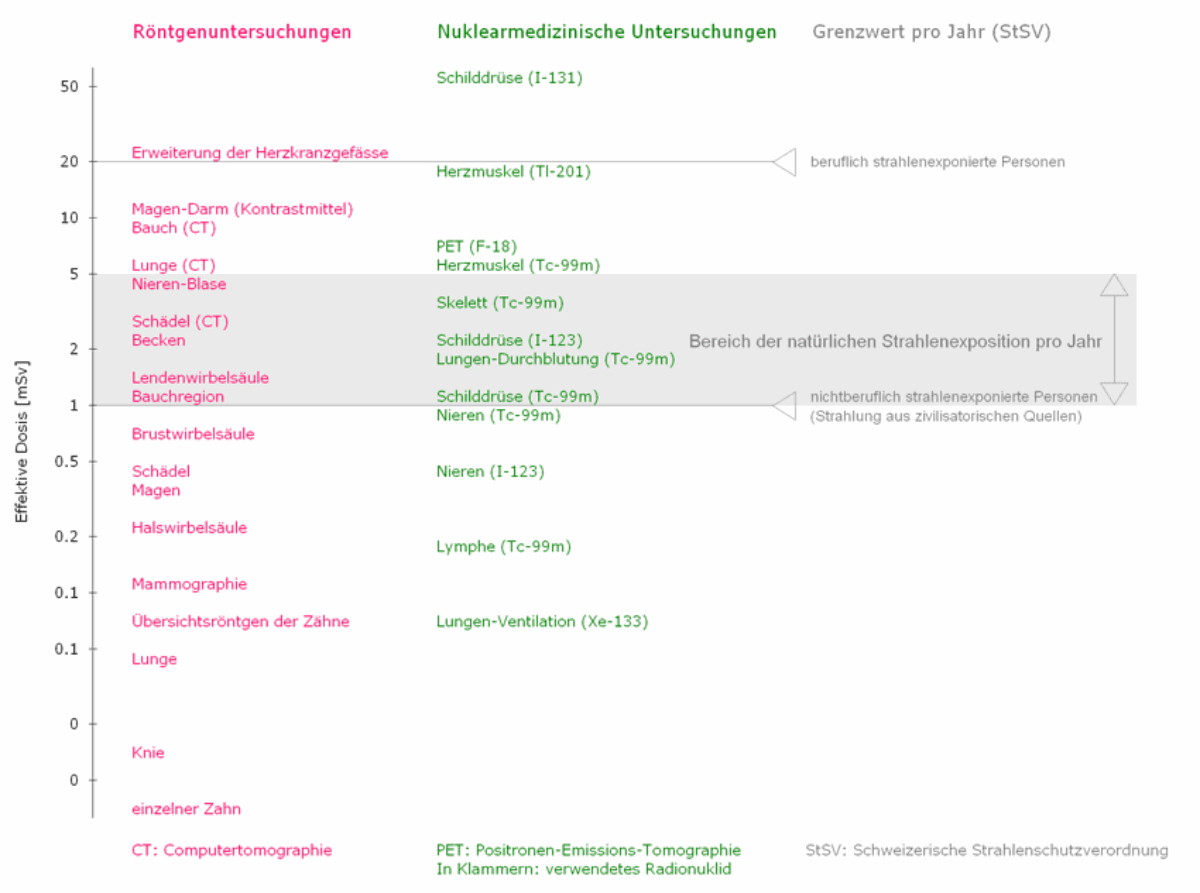 Strahlendosen von Untersuchungen