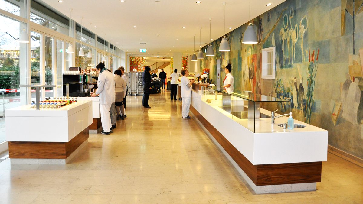 View of the Giardino restaurant at Basel University Hospital