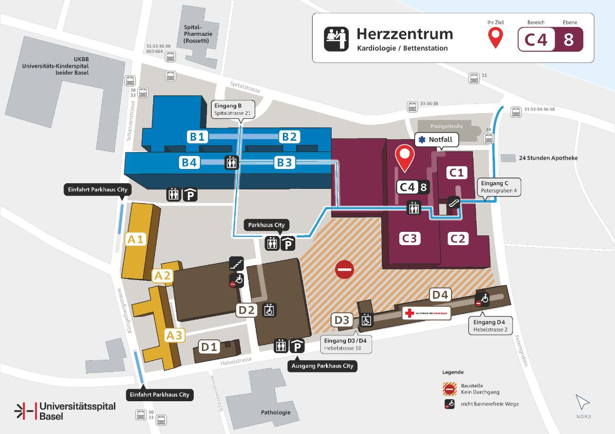 Signaletik Herzzentrum