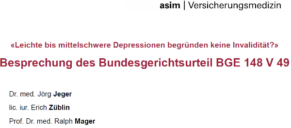 Dr. med. Jörg Jeger, lic. iur. Erich Züblin, Prof. Dr. med. Ralph Mager

asim – Fortbildungsveranstaltung,  6.4.2023