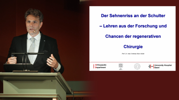 Am Mittwochabend, den 18. September 2024 entführte Prof. Andreas Müller sein Publikum in einem spannenden Vortrag in die Welt der Schulterchirurgie, Forschung zur Rotatorenmanschette und Geschichte der Orthopädie und Traumatologie in Basel.