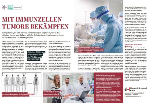 Tumorpatienten, die nicht mehr auf Standardtherapien ansprechen, können dank klinischen
Studien neue Hoffnung schöpfen. Bei einer jungen Patientin mit Hautkrebs hat zum Beispiel die TIL-Therapie geholfen.